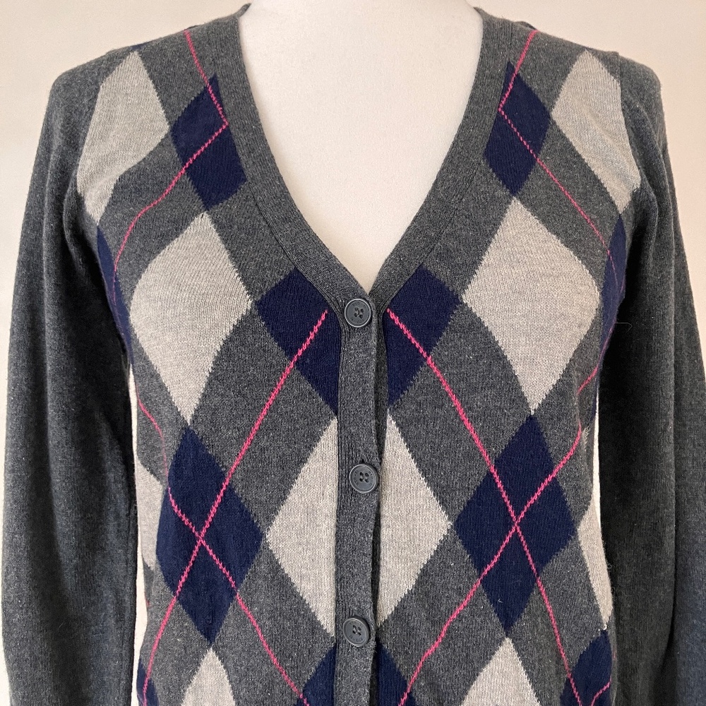 NEW COTTON/WOOL ARGYLE SWEATER